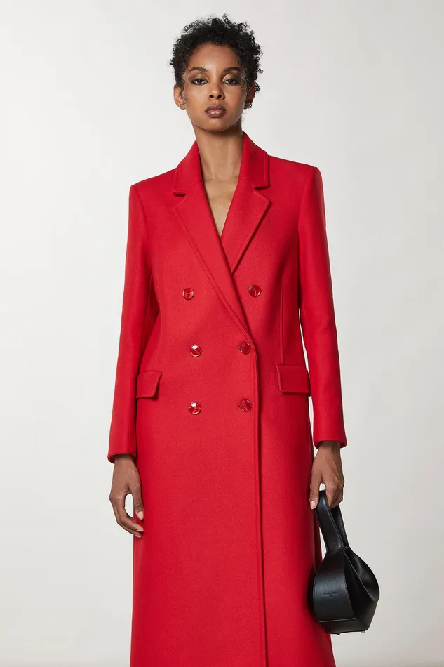 Coats Women Patrizia Pepe DoubleBreasted Cloth Coat Infrarouge Red