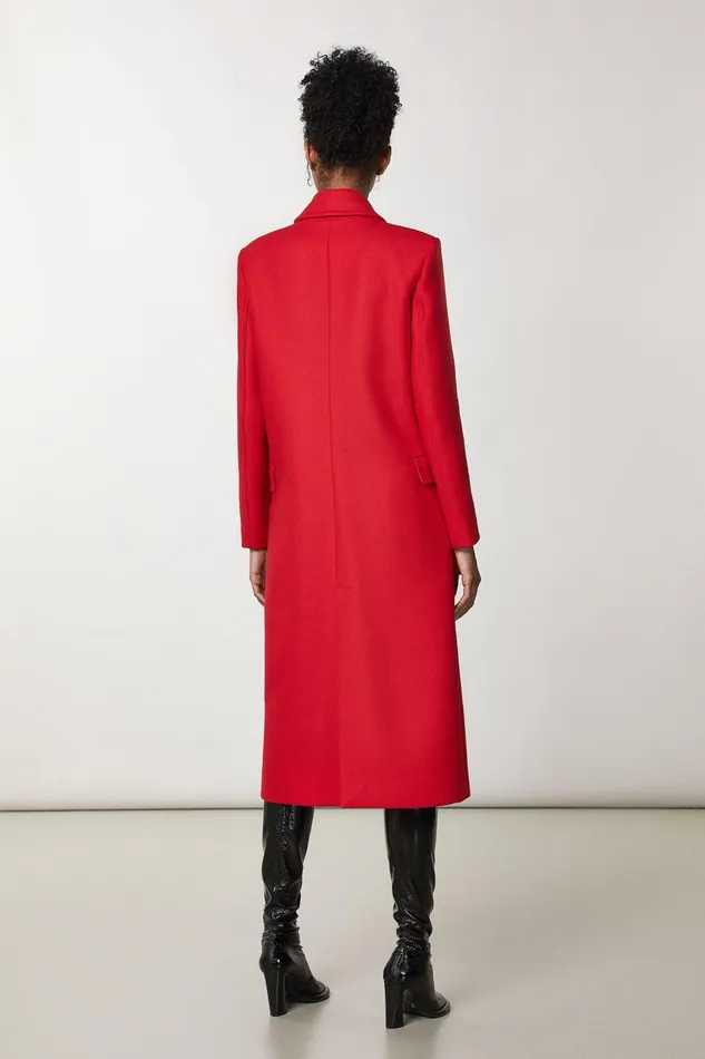 Coats Women Patrizia Pepe DoubleBreasted Cloth Coat Infrarouge Red