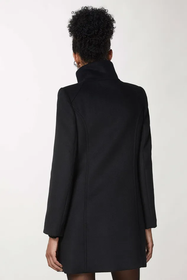 Coats Women Patrizia Pepe Essential High Neck Coat Nero