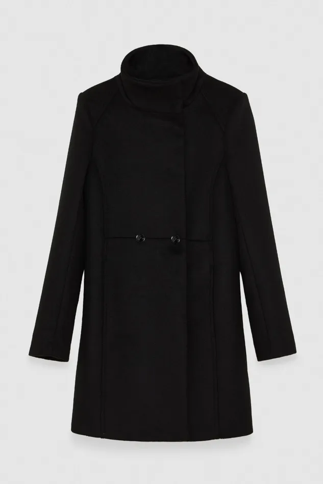 Coats Women Patrizia Pepe Essential High Neck Coat Nero