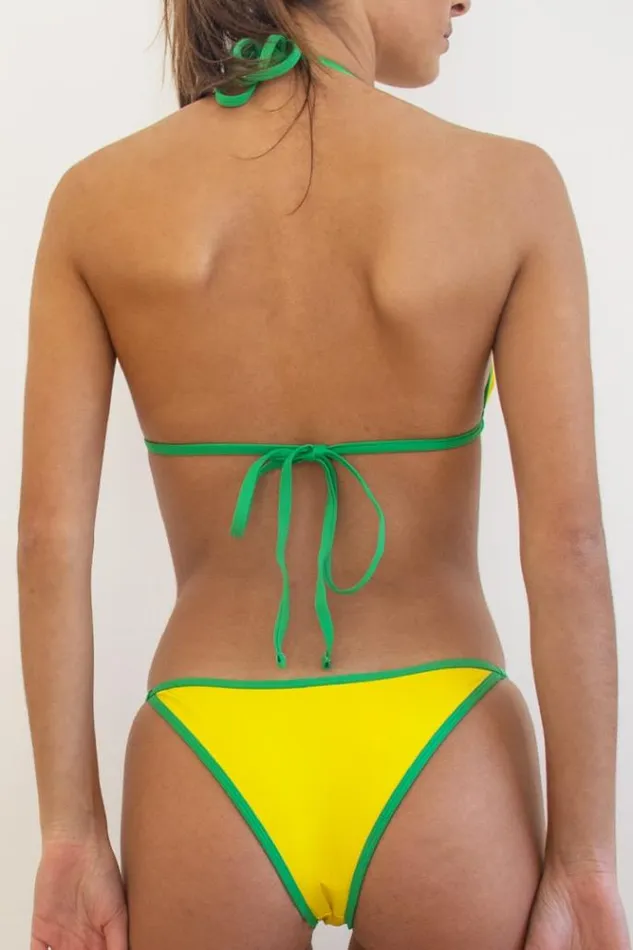 Contrasting Edge Triangle Bikini Top Women Subdued Swimwear