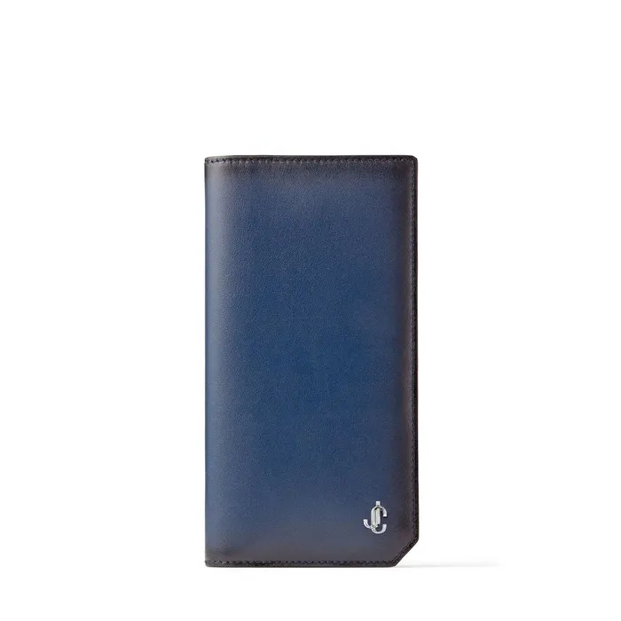 Cooper Ink Blue Leather Long BiFold Wallet Ink Blue Men JIMMY CHOO Wallets
