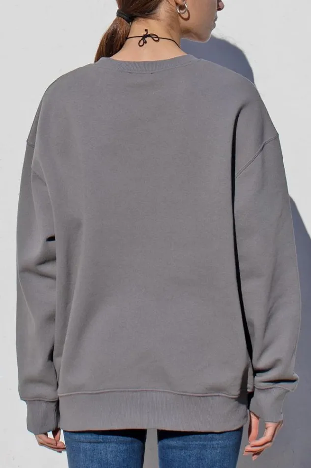 Crew Neckline Sweatshirt Women Subdued Hoodies and Sweats