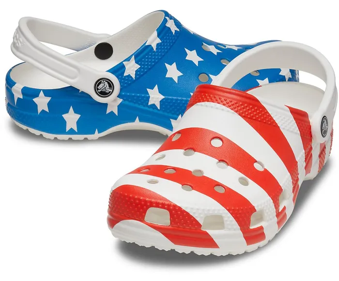 Crocs Clogs Womens Classic American Flag Clog White Multi For Sale