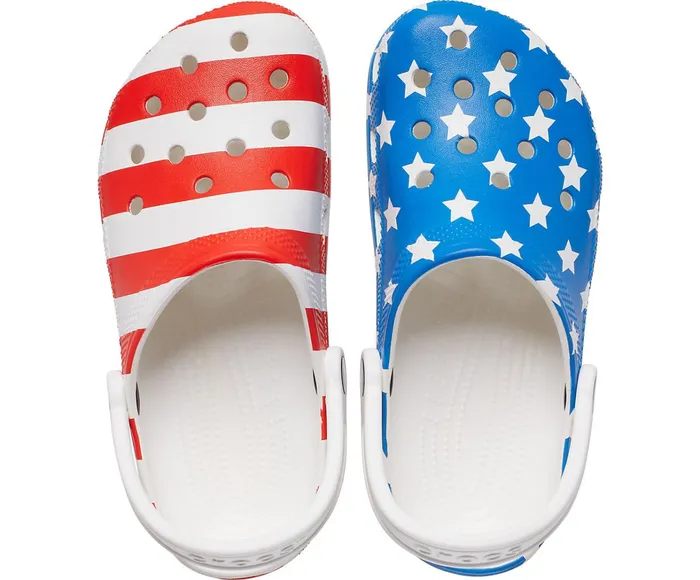 Crocs Clogs Womens Classic American Flag Clog White Multi For Sale