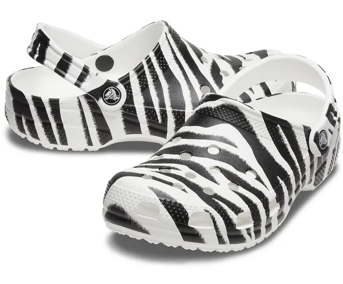 Crocs Clogs Womens Classic Animal Print Clog White Zebra Print Online