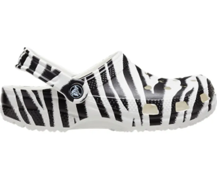 Crocs Clogs Womens Classic Animal Print Clog White Zebra Print Online