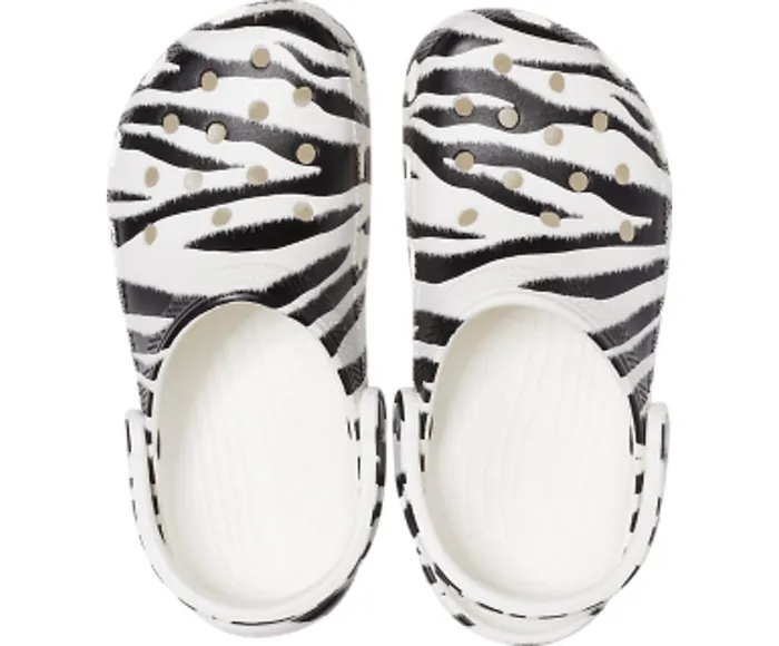 Crocs Clogs Womens Classic Animal Print Clog White Zebra Print Online
