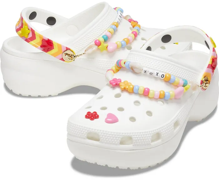 Crocs Clogs Womens Classic Festival Vibes Platform Clog White Multi Popular