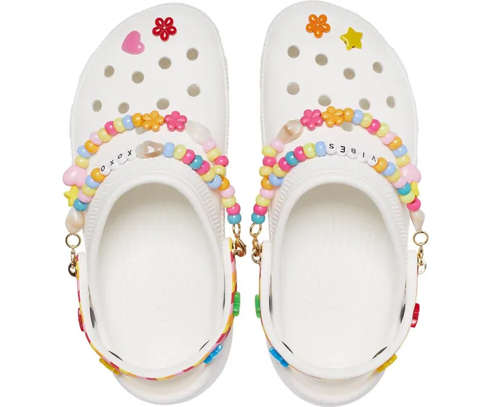 Crocs Clogs Womens Classic Festival Vibes Platform Clog White Multi Popular
