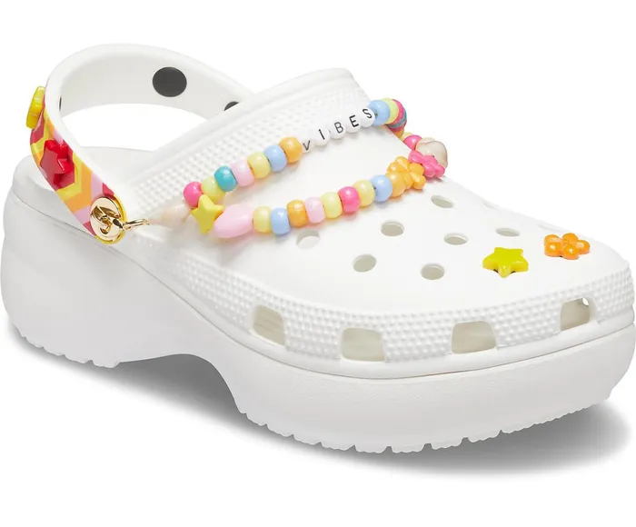 Crocs Clogs Womens Classic Festival Vibes Platform Clog White Multi Popular
