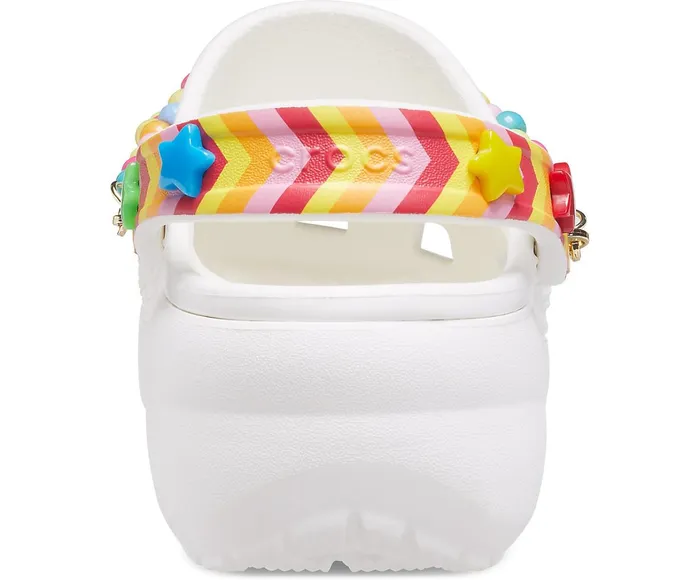 Crocs Clogs Womens Classic Festival Vibes Platform Clog White Multi Popular