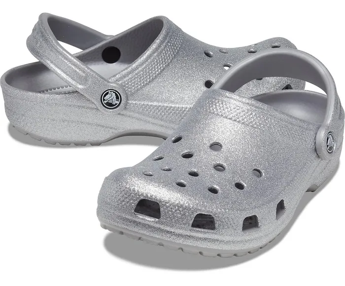 Crocs Clogs Womens Classic Glitter Clog Silver For Sale