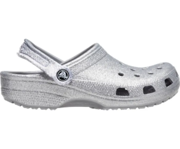 Crocs Clogs Womens Classic Glitter Clog Silver For Sale