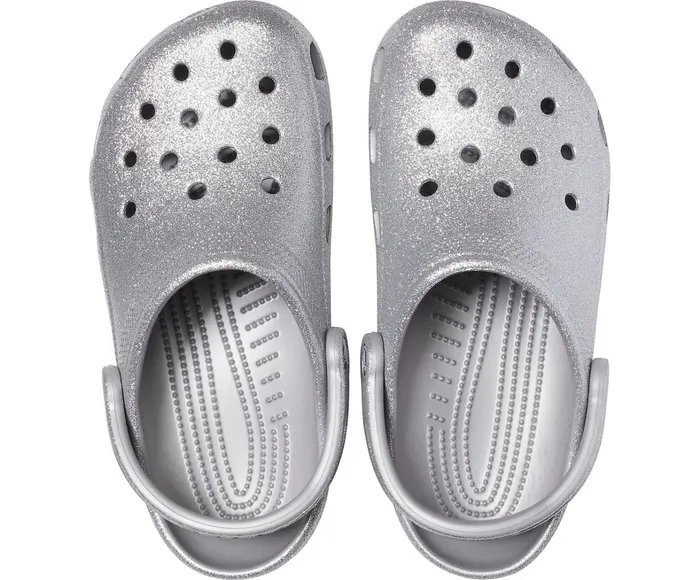 Crocs Clogs Womens Classic Glitter Clog Silver For Sale