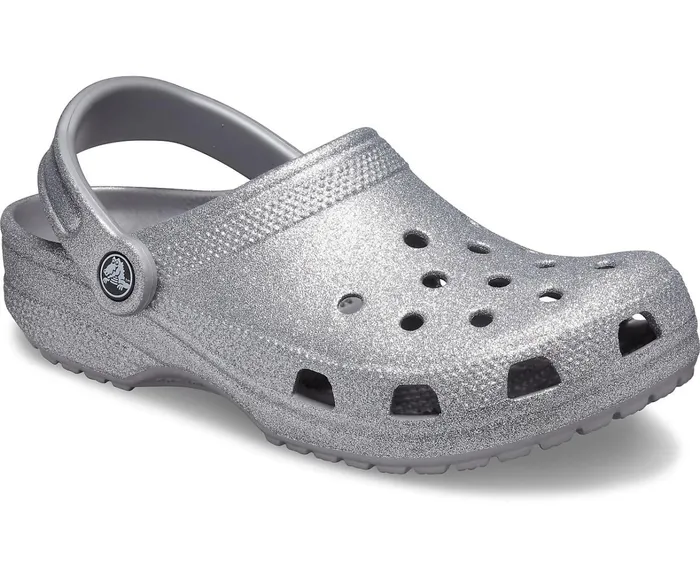Crocs Clogs Womens Classic Glitter Clog Silver For Sale