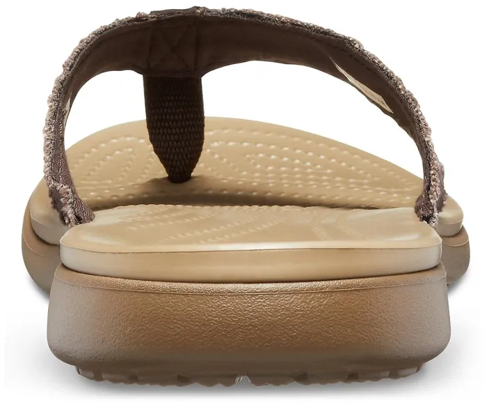 Crocs FlipFlops Mens Santa Cruz Canvas Flip Espresso Khaki Cheap On Sale