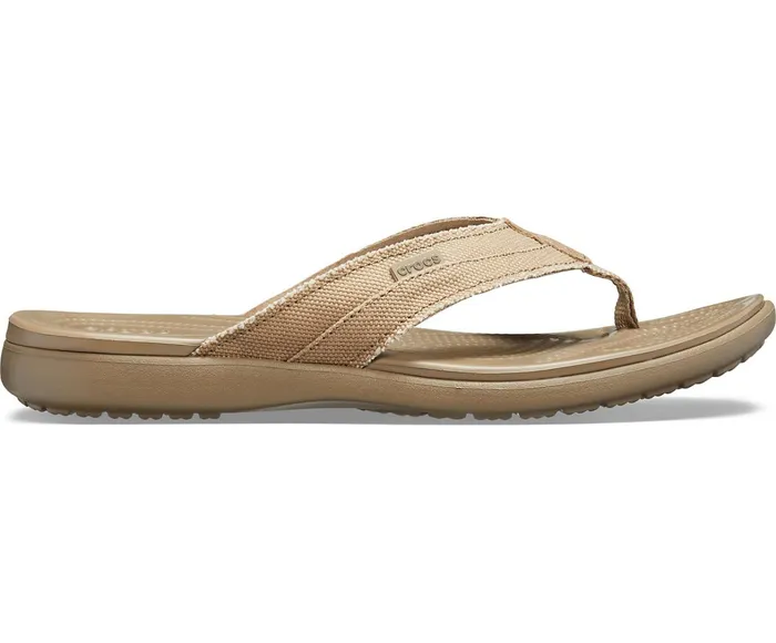 Crocs FlipFlops Mens Santa Cruz Canvas Flip Khaki Walnut Near Me