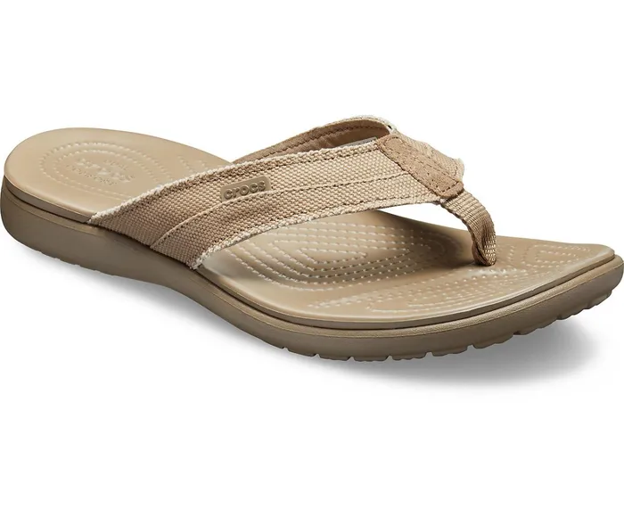 Crocs FlipFlops Mens Santa Cruz Canvas Flip Khaki Walnut Near Me