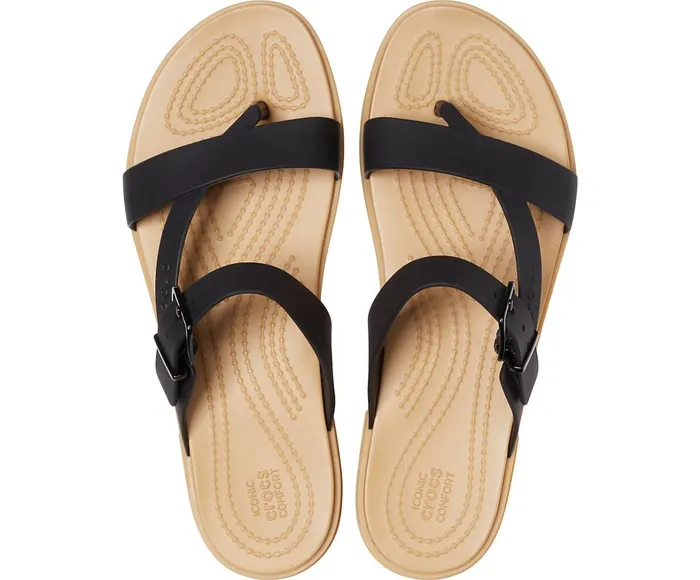 Crocs FlipFlops Womens Crocs Tulum Toe Post Sandal Black Tan Near Me