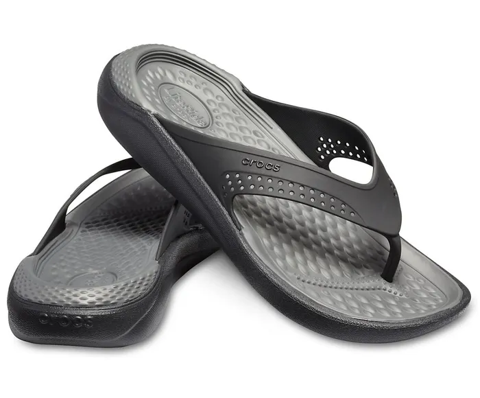 Crocs Sandals Mens LiteRide Flip BlackSlate Grey Gift Ideas