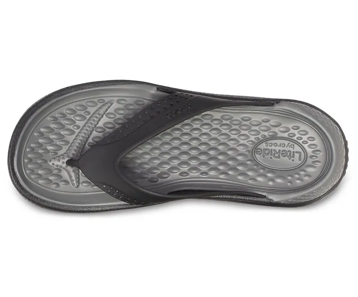 Crocs Sandals Mens LiteRide Flip BlackSlate Grey Gift Ideas