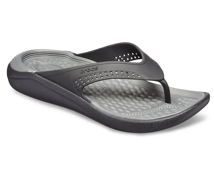 Crocs Sandals Mens LiteRide Flip BlackSlate Grey Gift Ideas