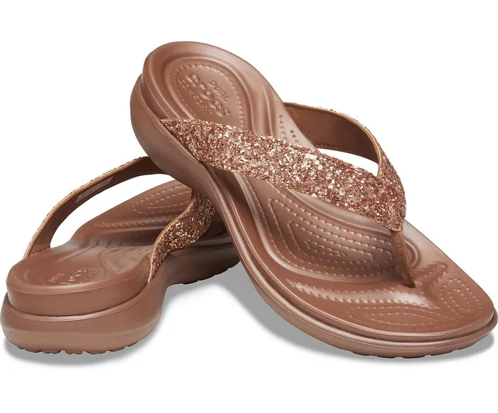 Crocs Sandals Womens Capri V Glitter Flip Bronze Popular
