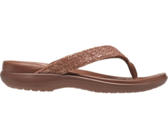 Crocs Sandals Womens Capri V Glitter Flip Bronze Popular
