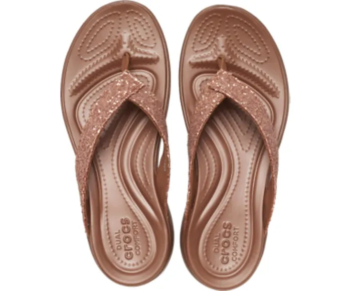 Crocs Sandals Womens Capri V Glitter Flip Bronze Popular