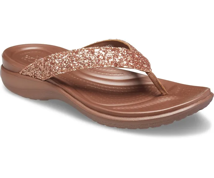 Crocs Sandals Womens Capri V Glitter Flip Bronze Popular