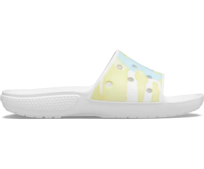 Crocs Sandals Womens Classic Crocs TieDye Graphic Slide White Multi Gift Ideas