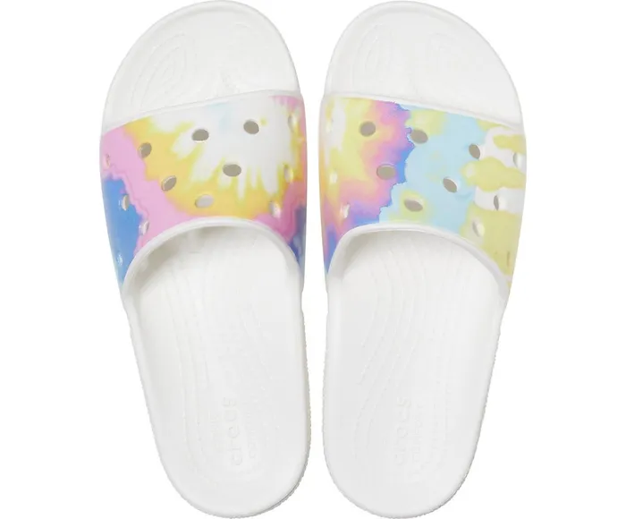 Crocs Sandals Womens Classic Crocs TieDye Graphic Slide White Multi Gift Ideas
