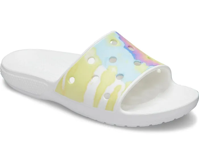Crocs Sandals Womens Classic Crocs TieDye Graphic Slide White Multi Gift Ideas