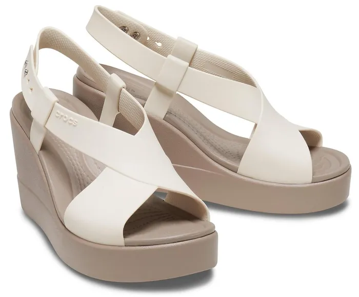 Crocs Sandals Womens Crocs Brooklyn High Wedge Stucco Mushroom On Sale