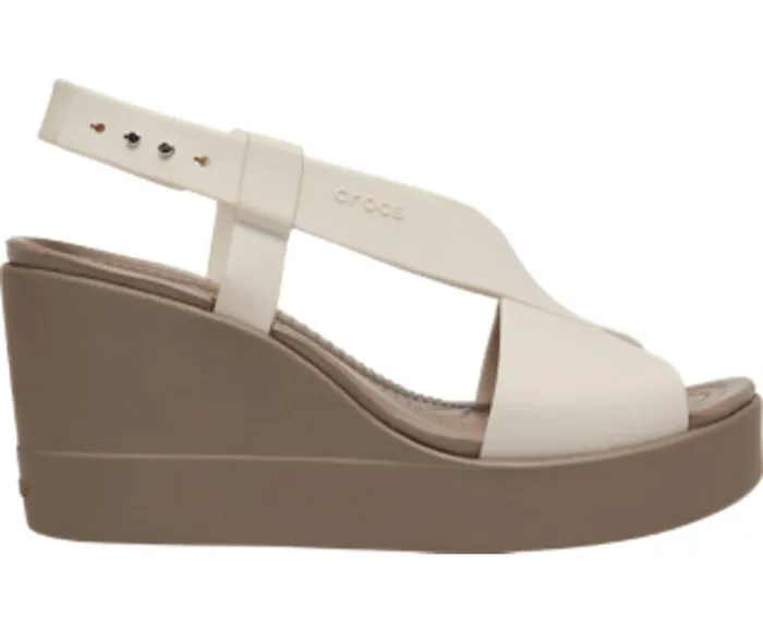 Crocs Sandals Womens Crocs Brooklyn High Wedge Stucco Mushroom On Sale
