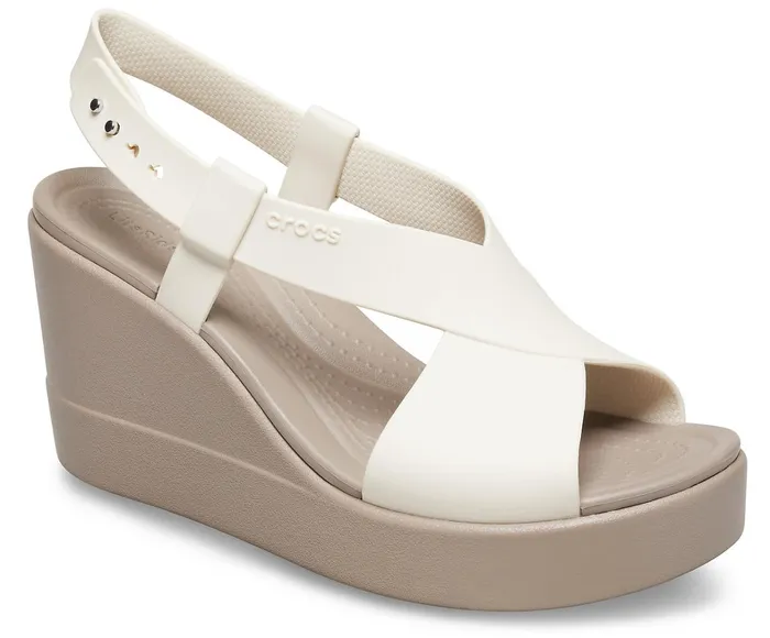 Crocs Sandals Womens Crocs Brooklyn High Wedge Stucco Mushroom On Sale