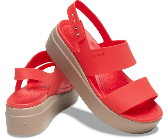 Crocs Sandals Womens Crocs Brooklyn Low Wedge Flame Mushroom On Sale