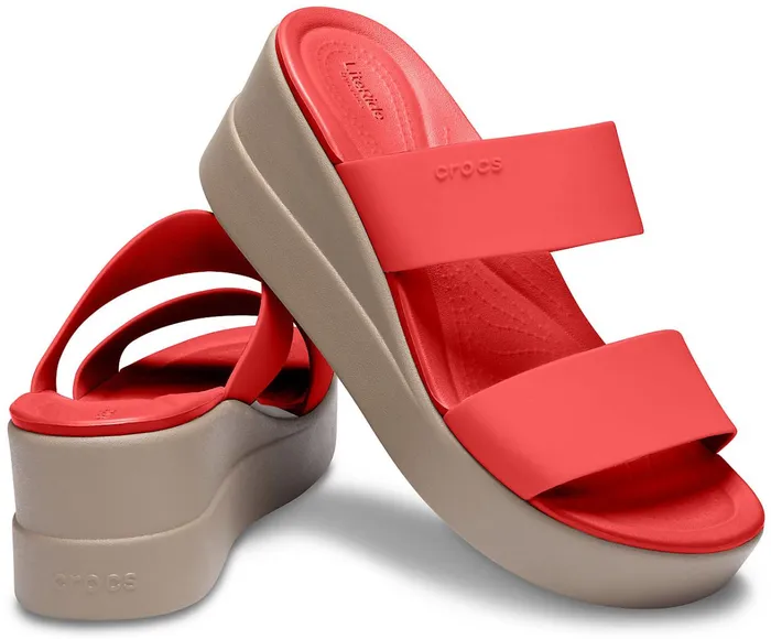 Crocs Sandals Womens Crocs Brooklyn Mid Wedge Flame Mushroom Gift Ideas