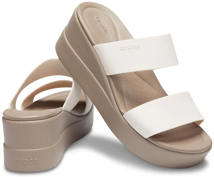 Crocs Sandals Womens Crocs Brooklyn Mid Wedge Stucco Mushroom Popular