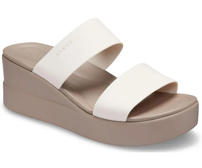 Crocs Sandals Womens Crocs Brooklyn Mid Wedge Stucco Mushroom Popular