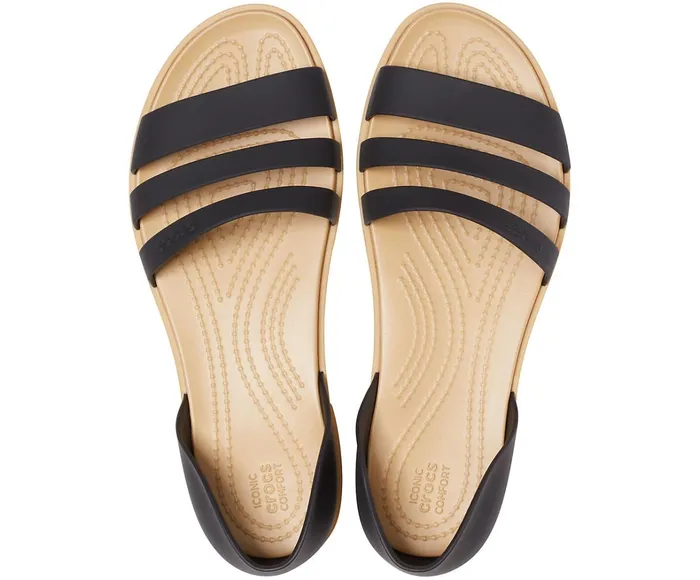 Crocs Sandals Womens Crocs Tulum Open Flat Black Tan Online