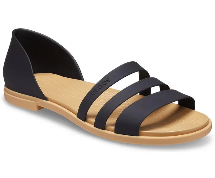 Crocs Sandals Womens Crocs Tulum Open Flat Black Tan Online