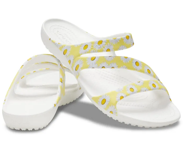 Crocs Sandals Womens Kadee II Graphic Sandal White Yellow Daisy Gift for Friend