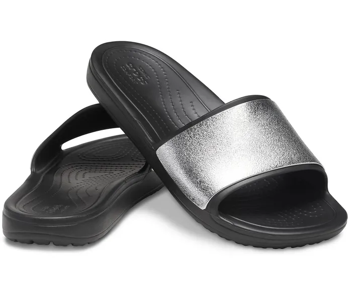 Crocs Slides Womens Crocs Sloane Shine Low Slide Black Near Me