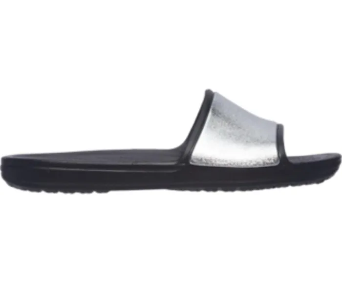 Crocs Slides Womens Crocs Sloane Shine Low Slide Black Near Me