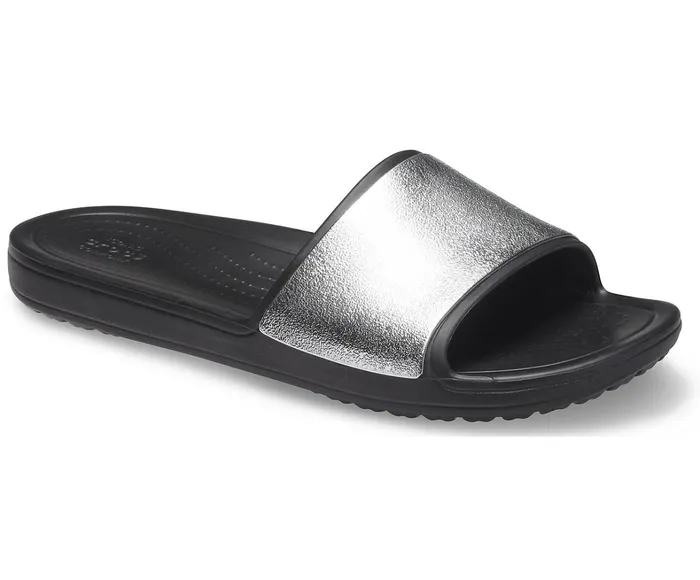 Crocs Slides Womens Crocs Sloane Shine Low Slide Black Near Me