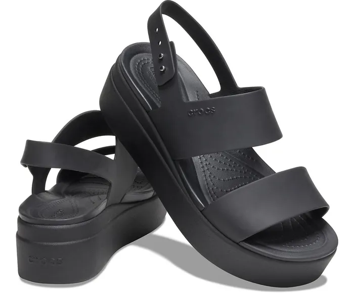 Crocs Wedges Womens Crocs Brooklyn Low Wedge Black Black Popular