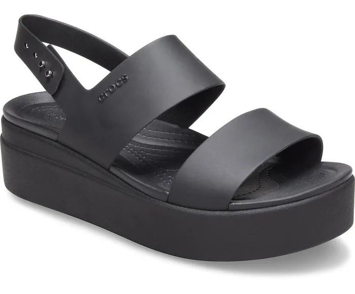 Crocs Wedges Womens Crocs Brooklyn Low Wedge Black Black Popular
