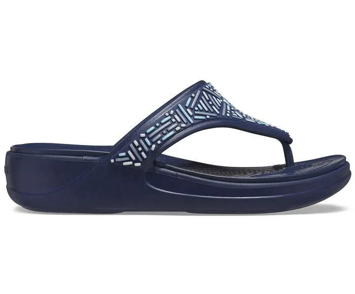 Crocs Wedges Womens Crocs Monterey Beaded Wedge Flip Navy Popular